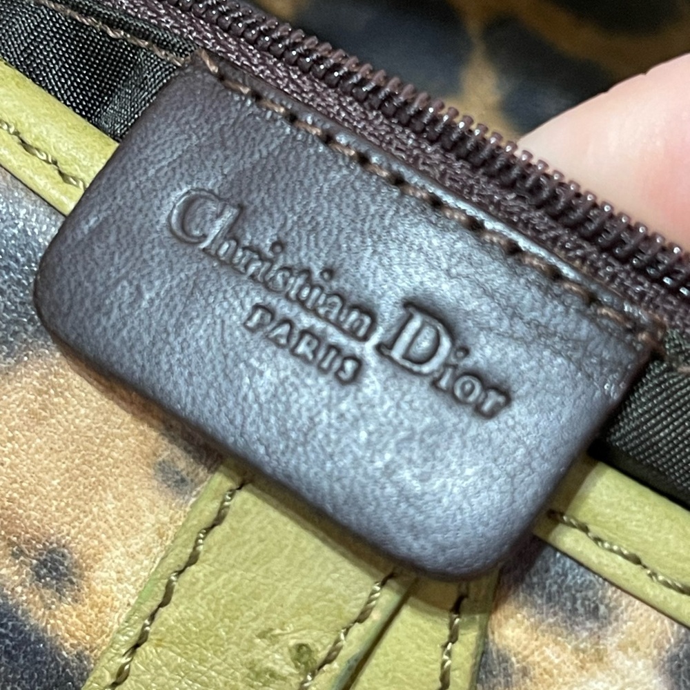 Dior Canvas & Ostrich Leather Leopard Print Saddle Bag - Picture 14 of 17